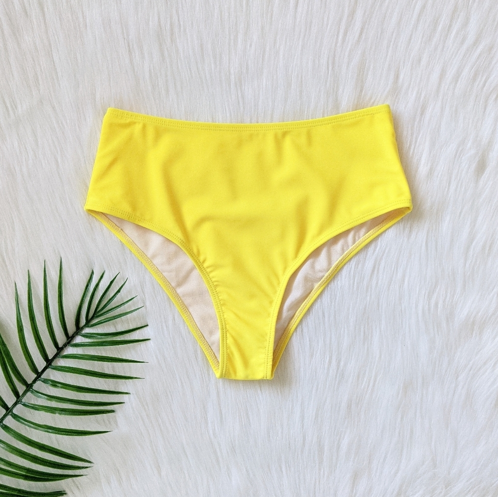 Bright Yellow high waisted bikini bottom